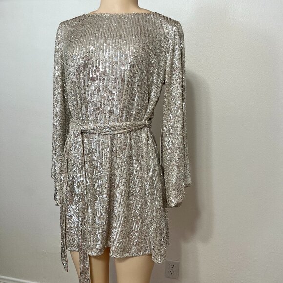Jay Godfrey Maggie Sequin Long Sleeve Mini Dress 00 - Picture 4 of 10